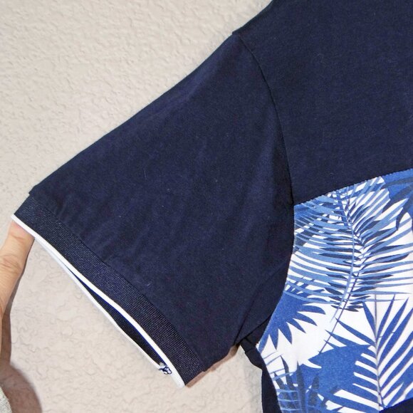 Scott James Men's Navy Blue Short Sleeve T-Shirt with Tropical print XL - Picture 3 of 8